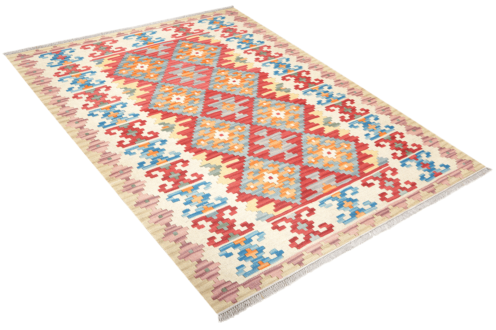 Kelim Gashgai — Handmade, 155x197 cm, Red, 100% Virgin Wool | View 4