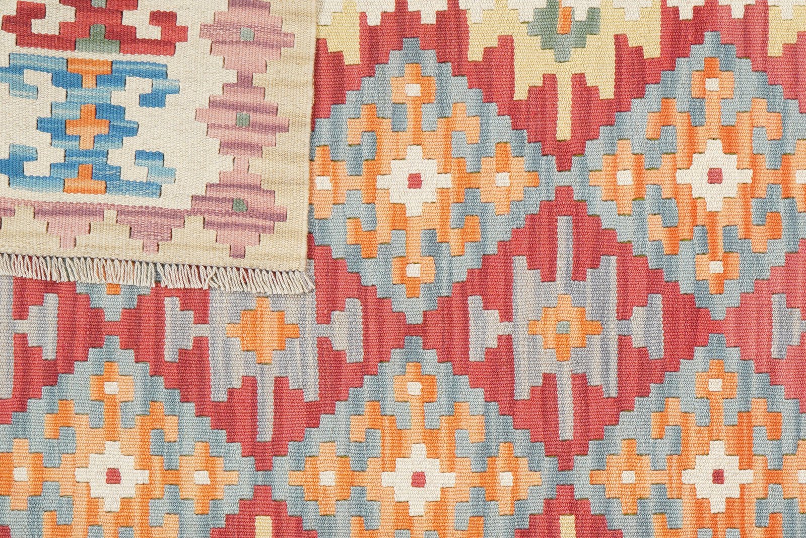 Kelim Gashgai — Handmade, 155x197 cm, Red, 100% Virgin Wool | View 6