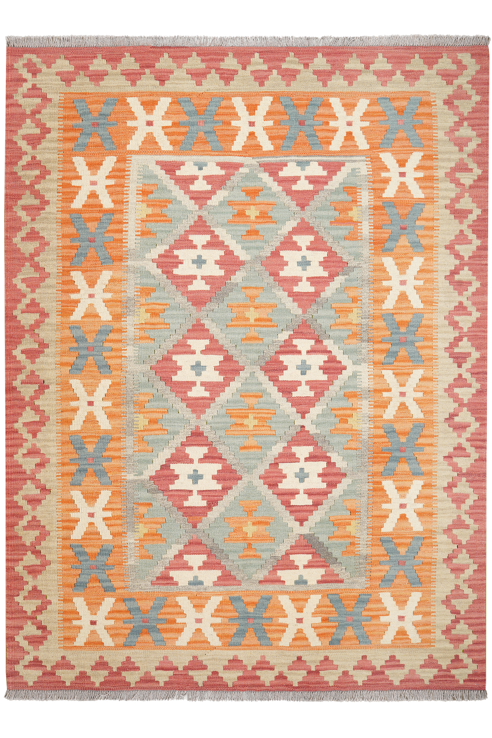 Kelim Gashgai — Handgefertigt, 203x149 cm, Rot, 100% Virgin Wool | Main view