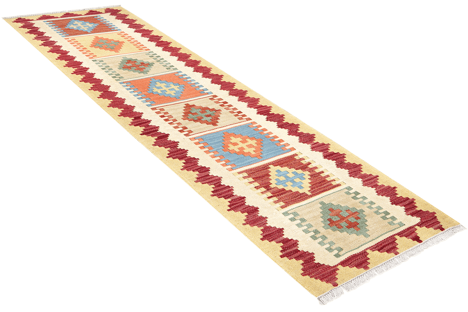Kelim Gashgai — Handmade, 59x203 cm, Beige, 100% Virgin Wool | View 4