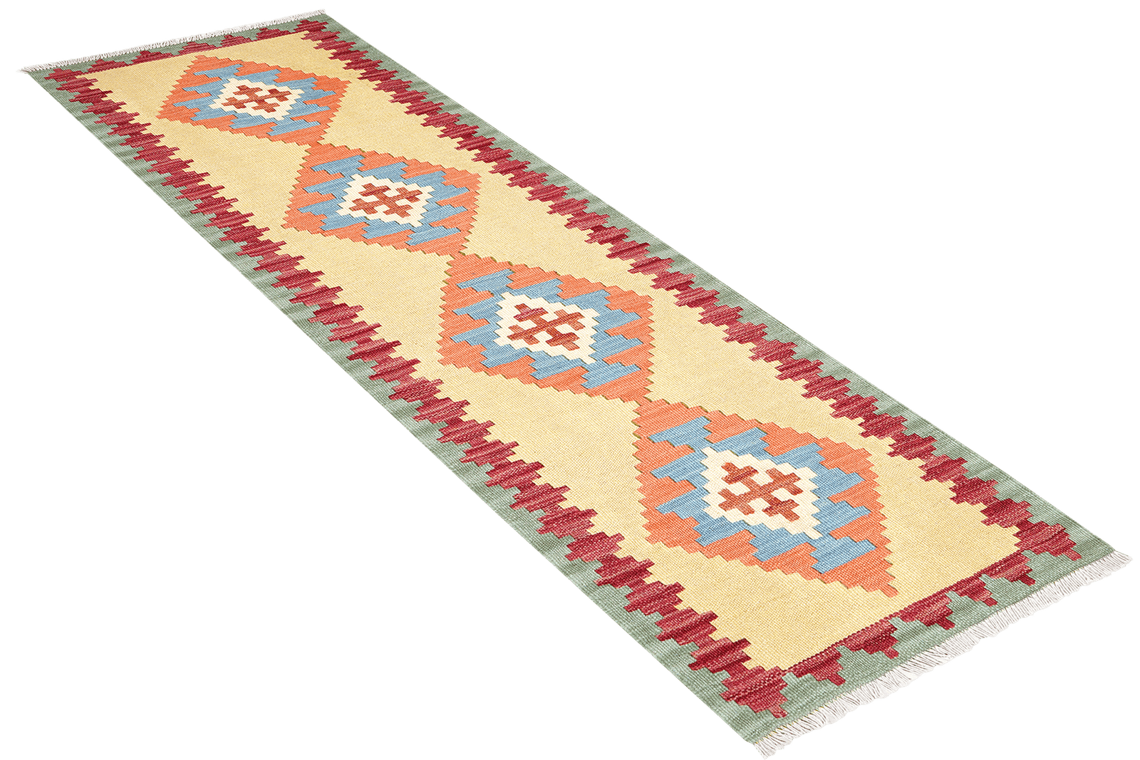 Kelim Gashgai — Handmade, 59x185 cm, Yellow, 100% Virgin Wool | View 4