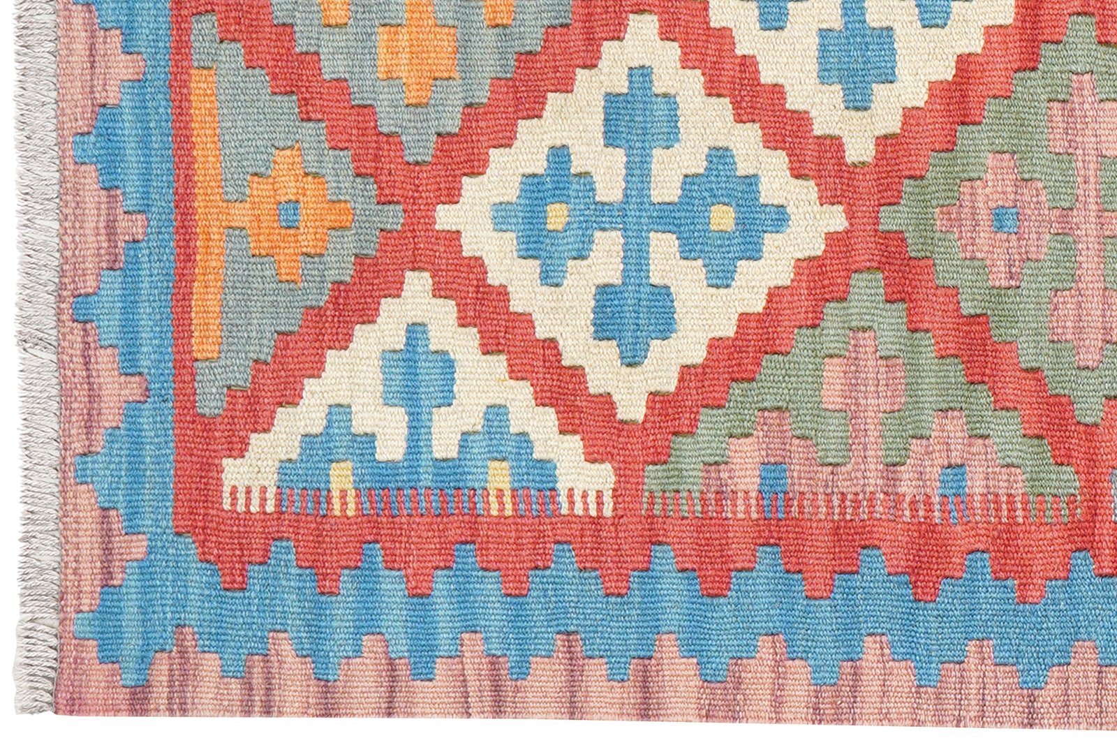 Kelim Gashgai — Handmade, 59x196 cm, Red, 100% Virgin Wool | View 3