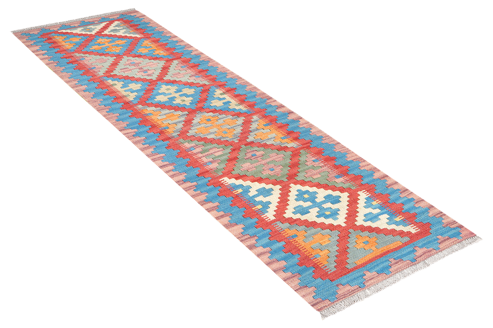 Kelim Gashgai — Handmade, 59x196 cm, Red, 100% Virgin Wool | View 4