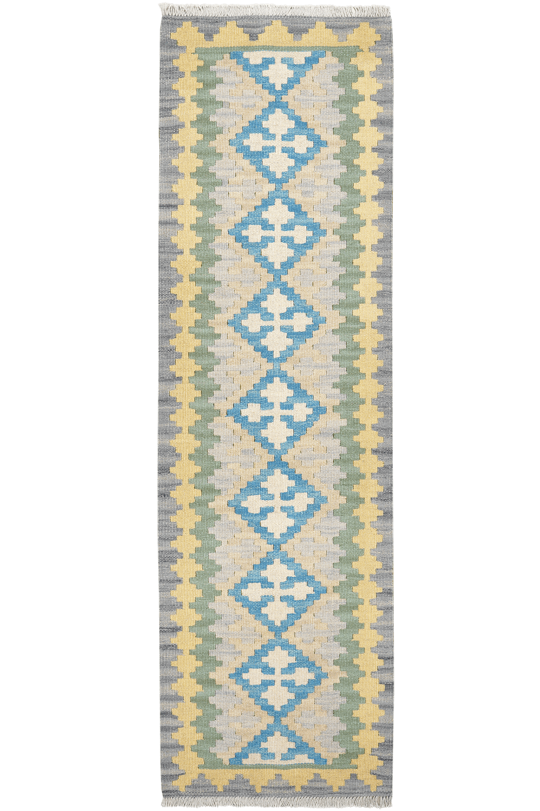 Kelim Gashgai — Handmade, 60x197 cm, Blue, 100% Virgin Wool | Main view