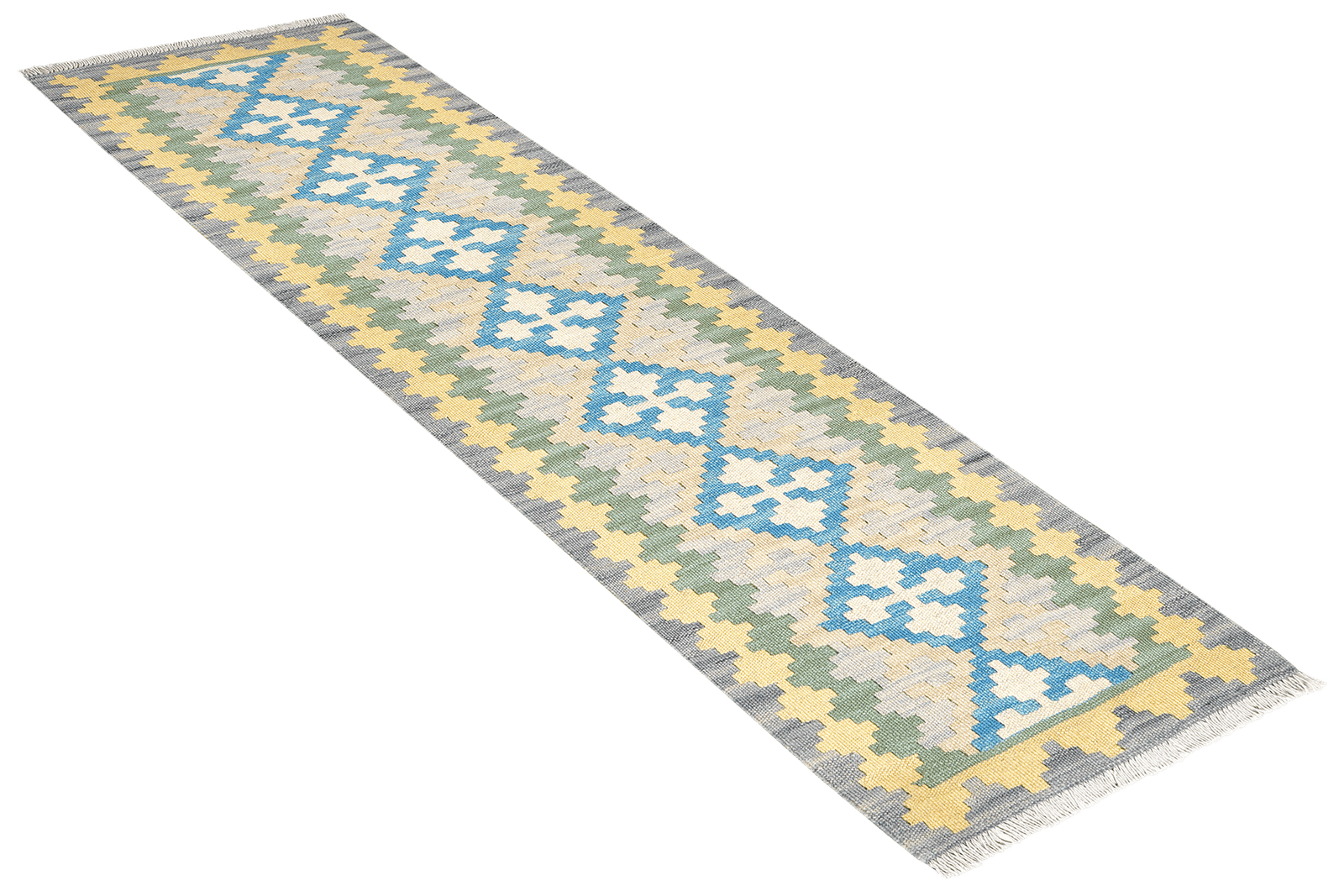 Kelim Gashgai — Handmade, 60x197 cm, Blue, 100% Virgin Wool | View 4