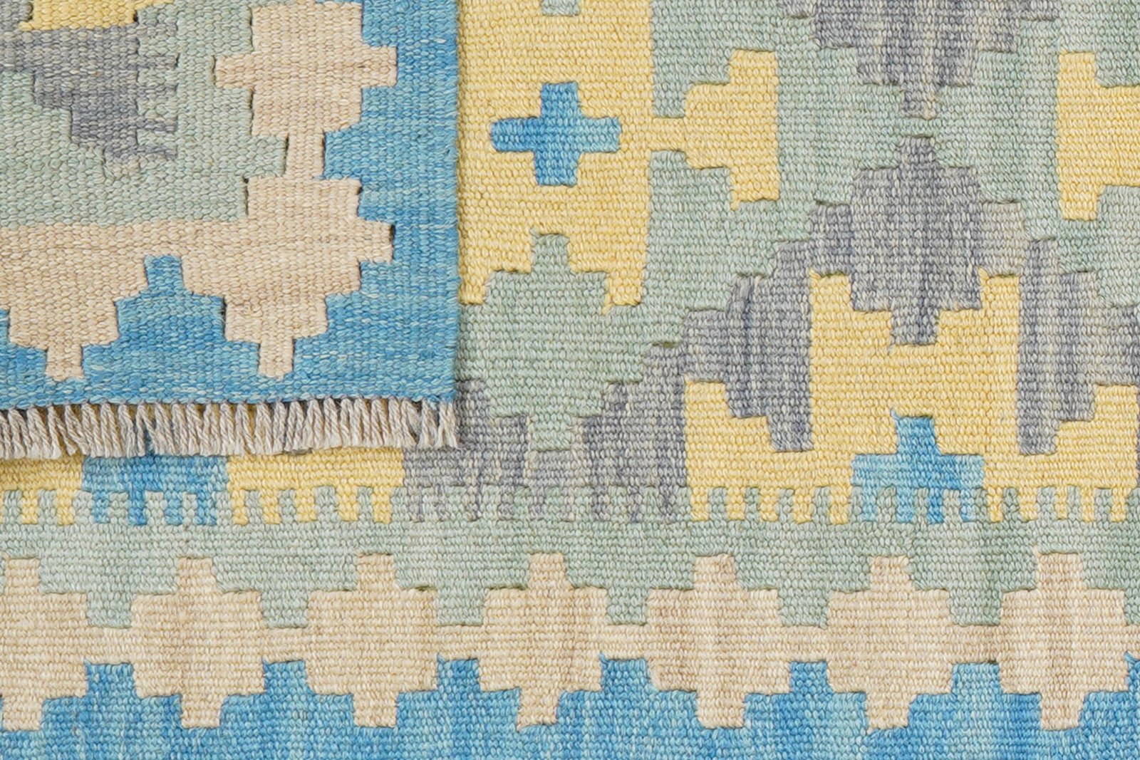 Kelim Gashgai — Handmade, 62x241 cm, Green, 100% Virgin Wool | View 6