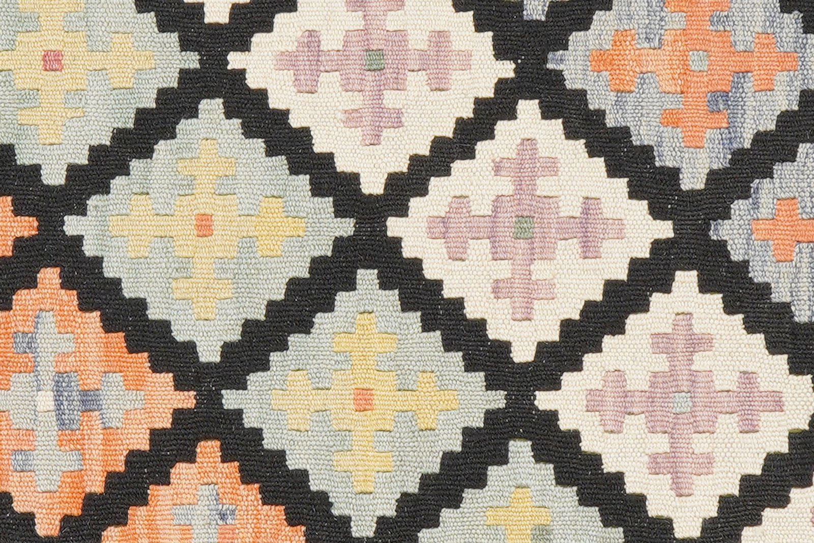 Kelim Gashgai — Handmade, 87x203 cm, Black, 100% Virgin Wool | View 5