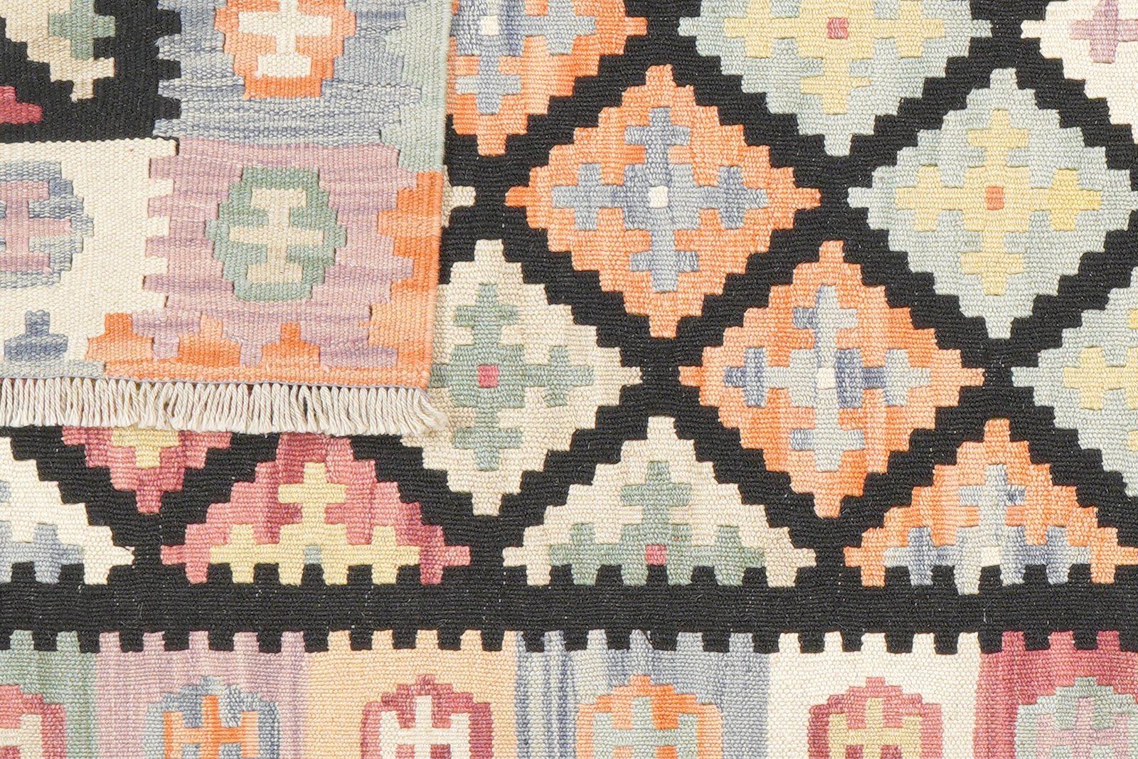 Kelim Gashgai — Handmade, 87x203 cm, Black, 100% Virgin Wool | View 6