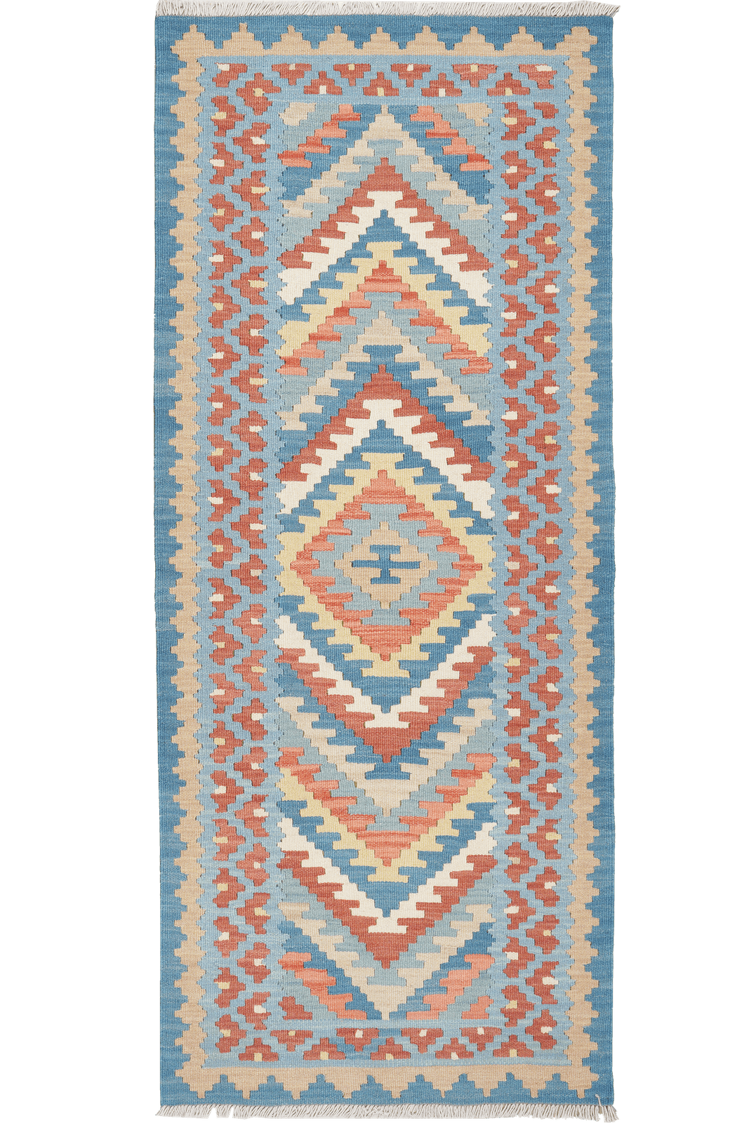 Kelim Gashgai — Handmade, 82x198 cm, Blue, 100% Virgin Wool | Main view
