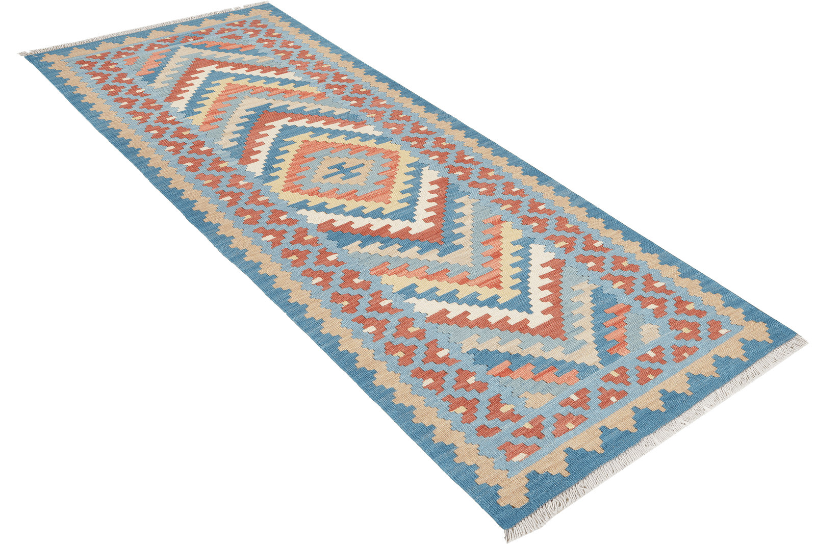 Kelim Gashgai — Handmade, 82x198 cm, Blue, 100% Virgin Wool | View 4