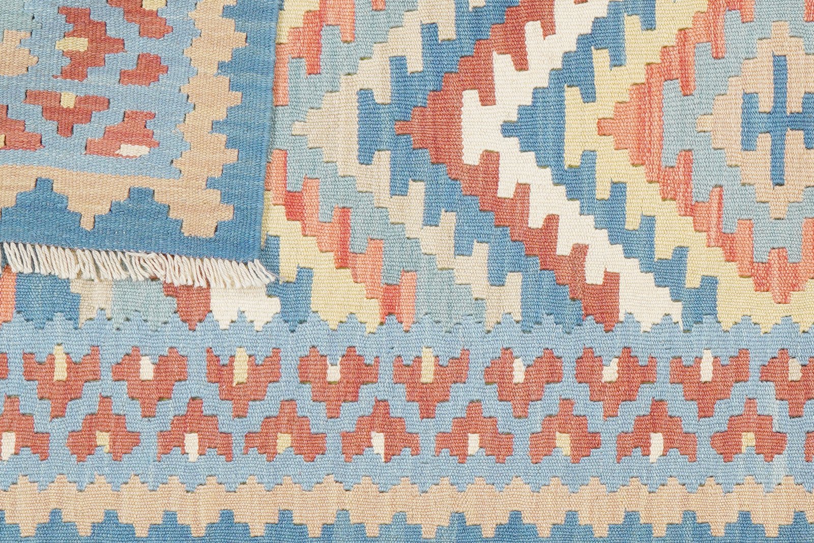 Kelim Gashgai — Handmade, 82x198 cm, Blue, 100% Virgin Wool | View 6