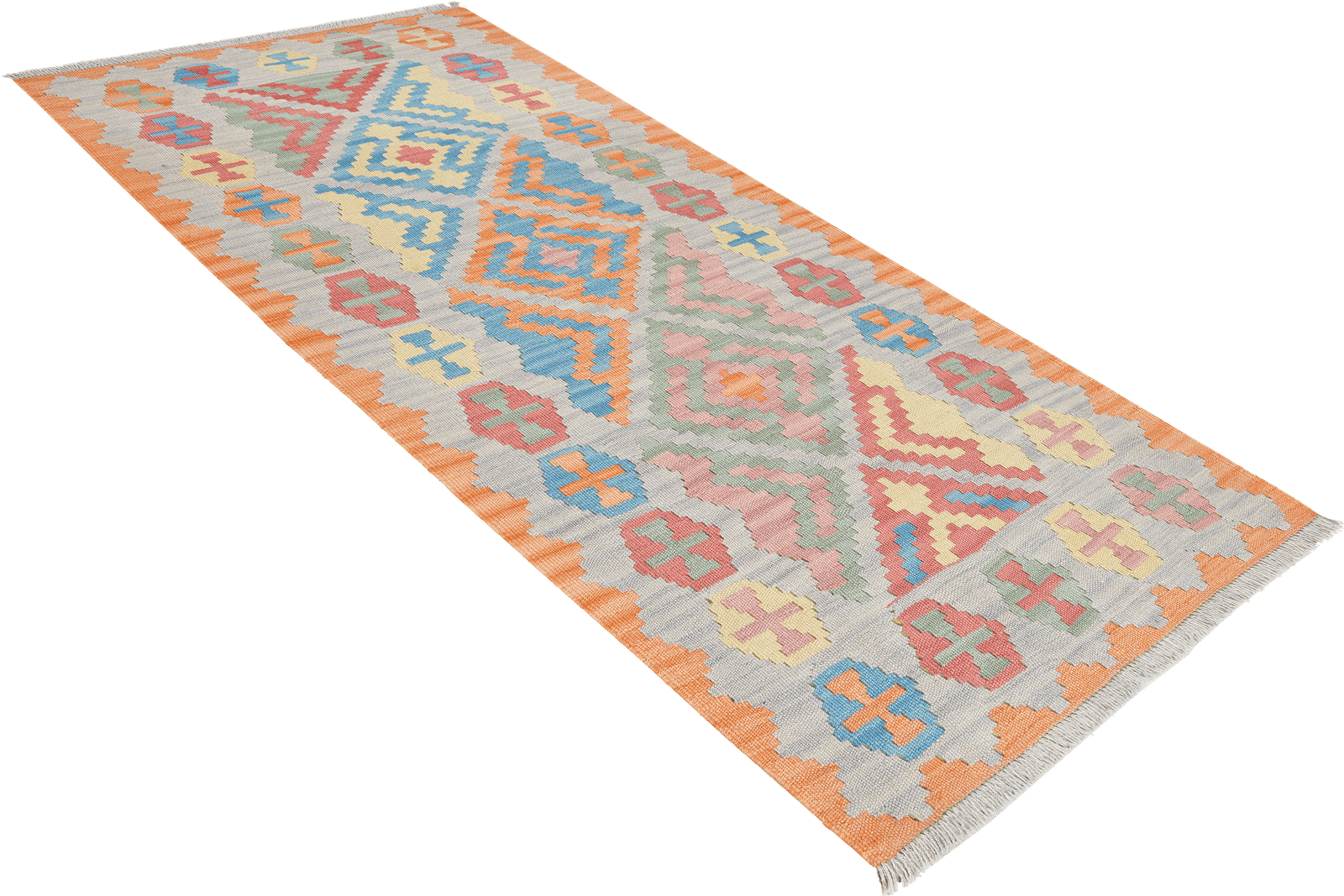 Kelim Gashgai — Handmade, 86x189 cm, Grey, 100% Virgin Wool | View 4