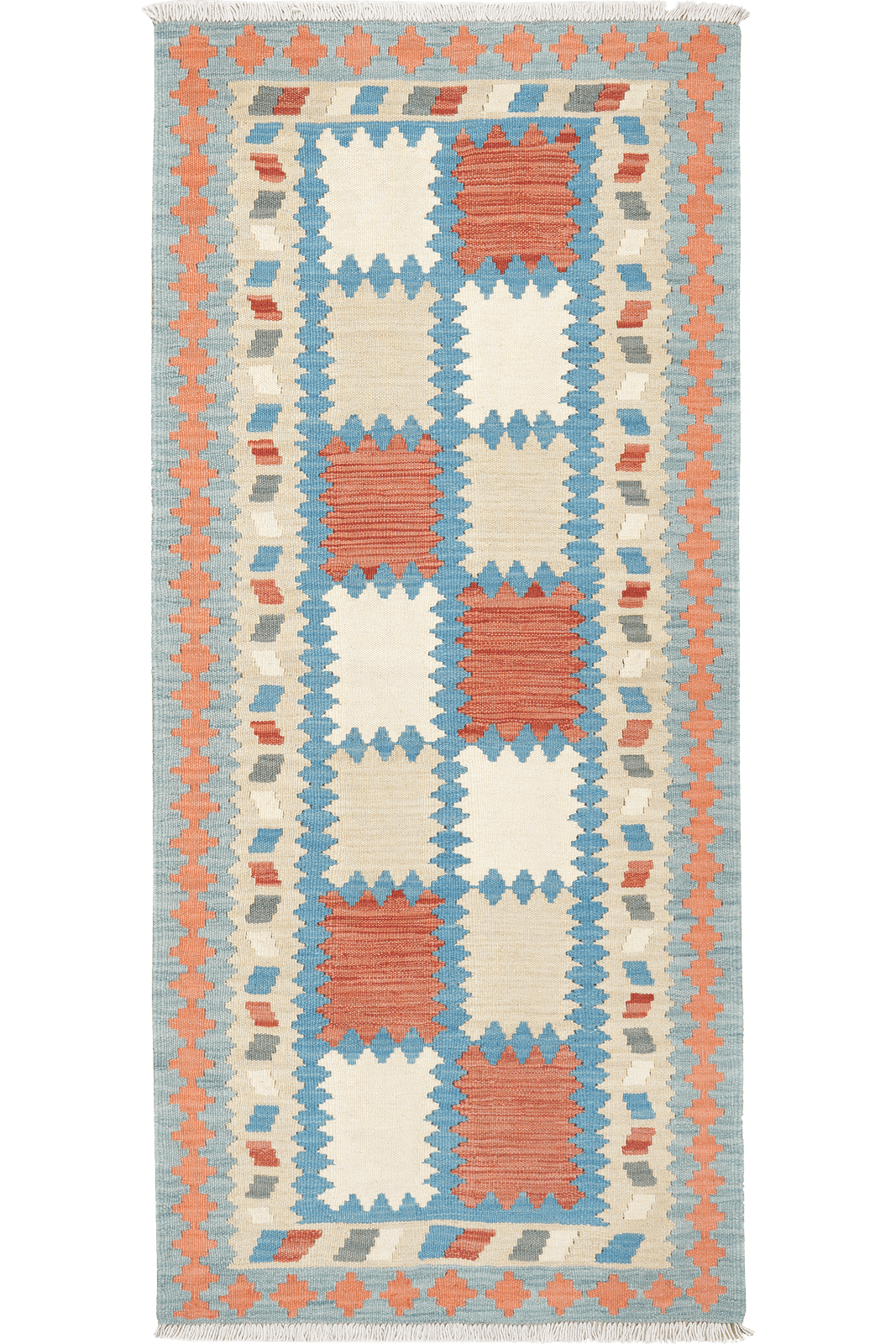 Kelim Gashgai — Handmade, 82x187 cm, Blue, 100% Virgin Wool | Main view