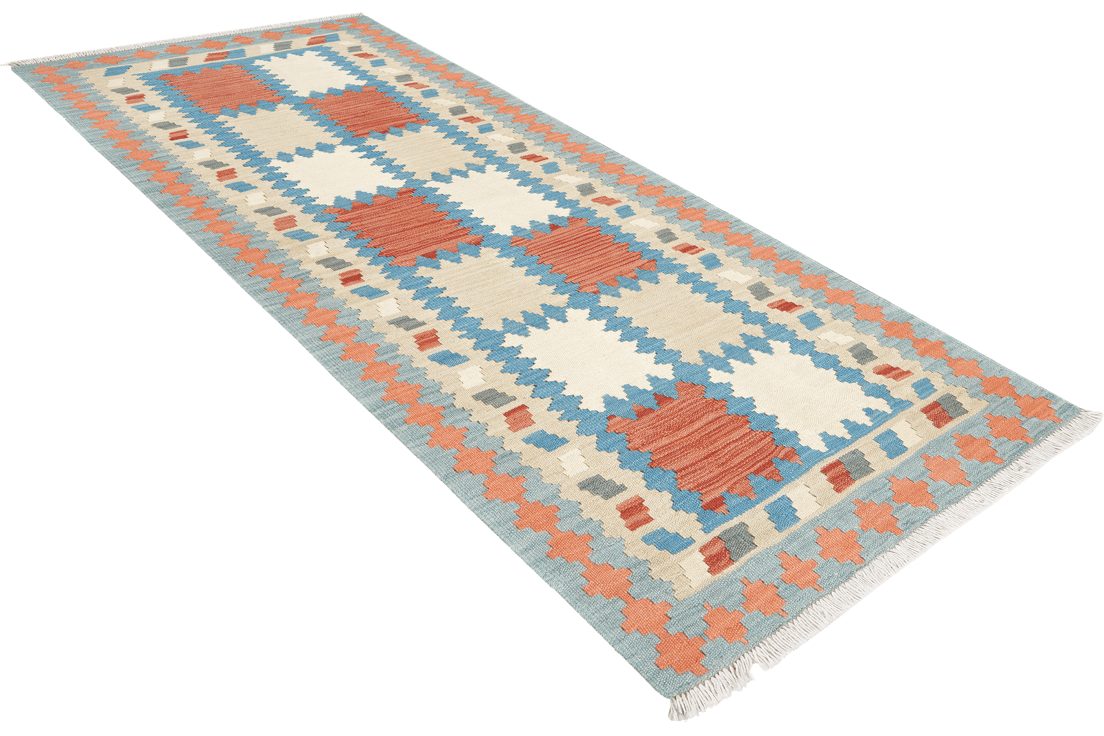 Kelim Gashgai — Handmade, 82x187 cm, Blue, 100% Virgin Wool | View 4