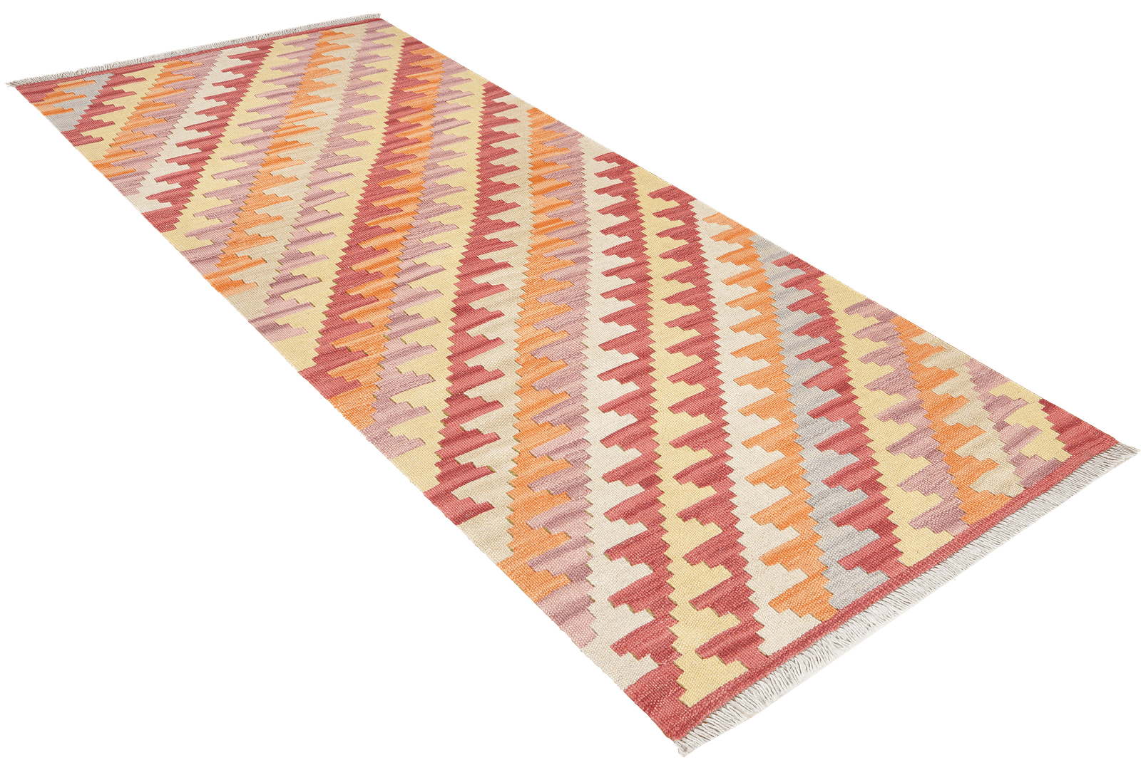 Kelim Gashgai — Handmade, 86x194 cm, Orange, 100% Virgin Wool | View 4