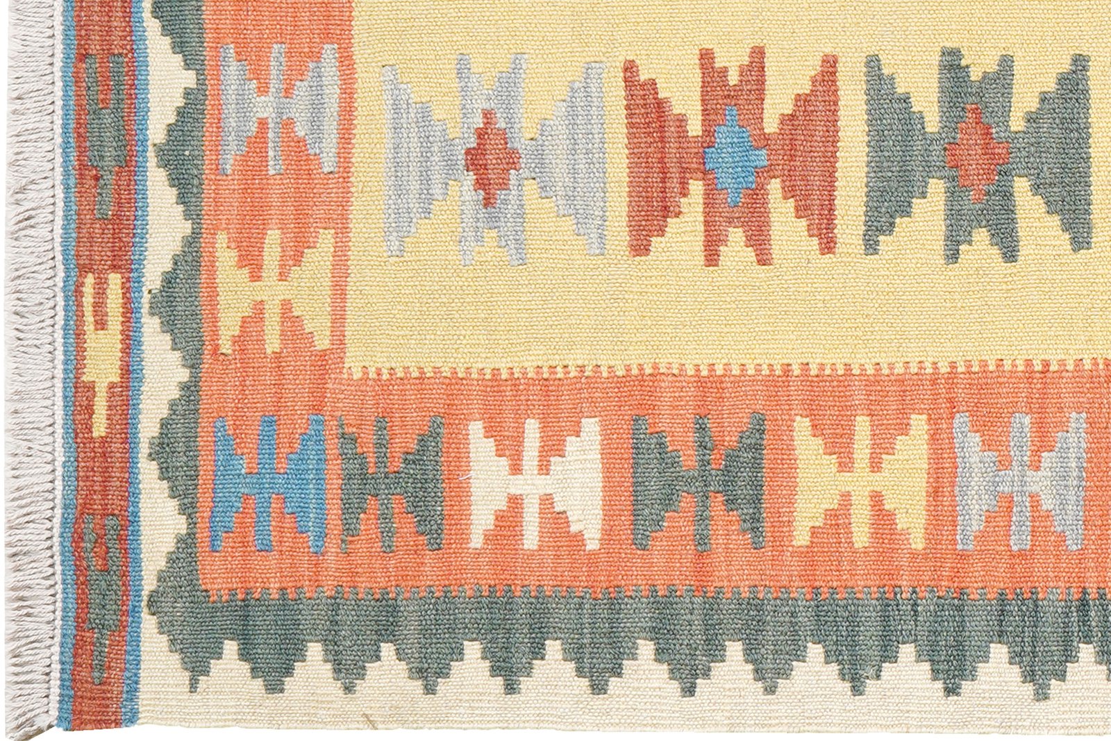 Kelim Gashgai — Handmade, 91x202 cm, Yellow, 100% Virgin Wool | View 3