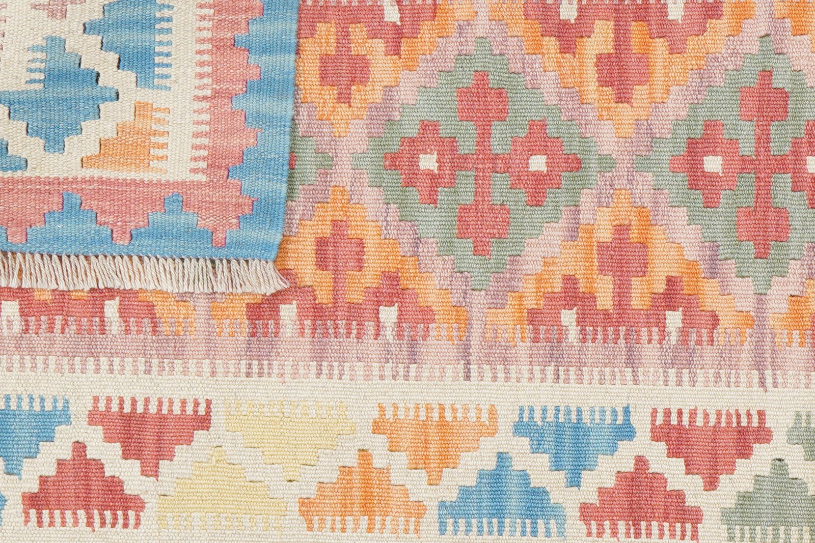 Kelim Gashgai — Handmade, 86x188 cm, Pink, 100% Virgin Wool | View 6