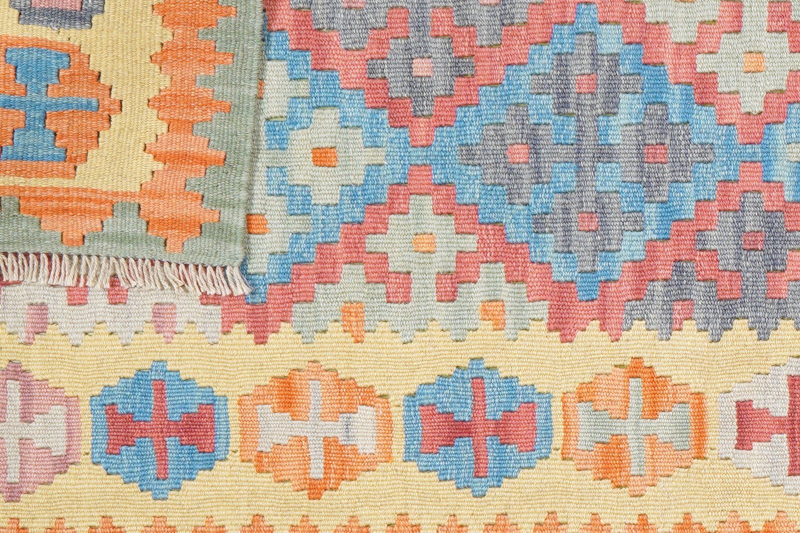 Kelim Gashgai — Handmade, 85x252 cm, Yellow, 100% Virgin Wool | View 6