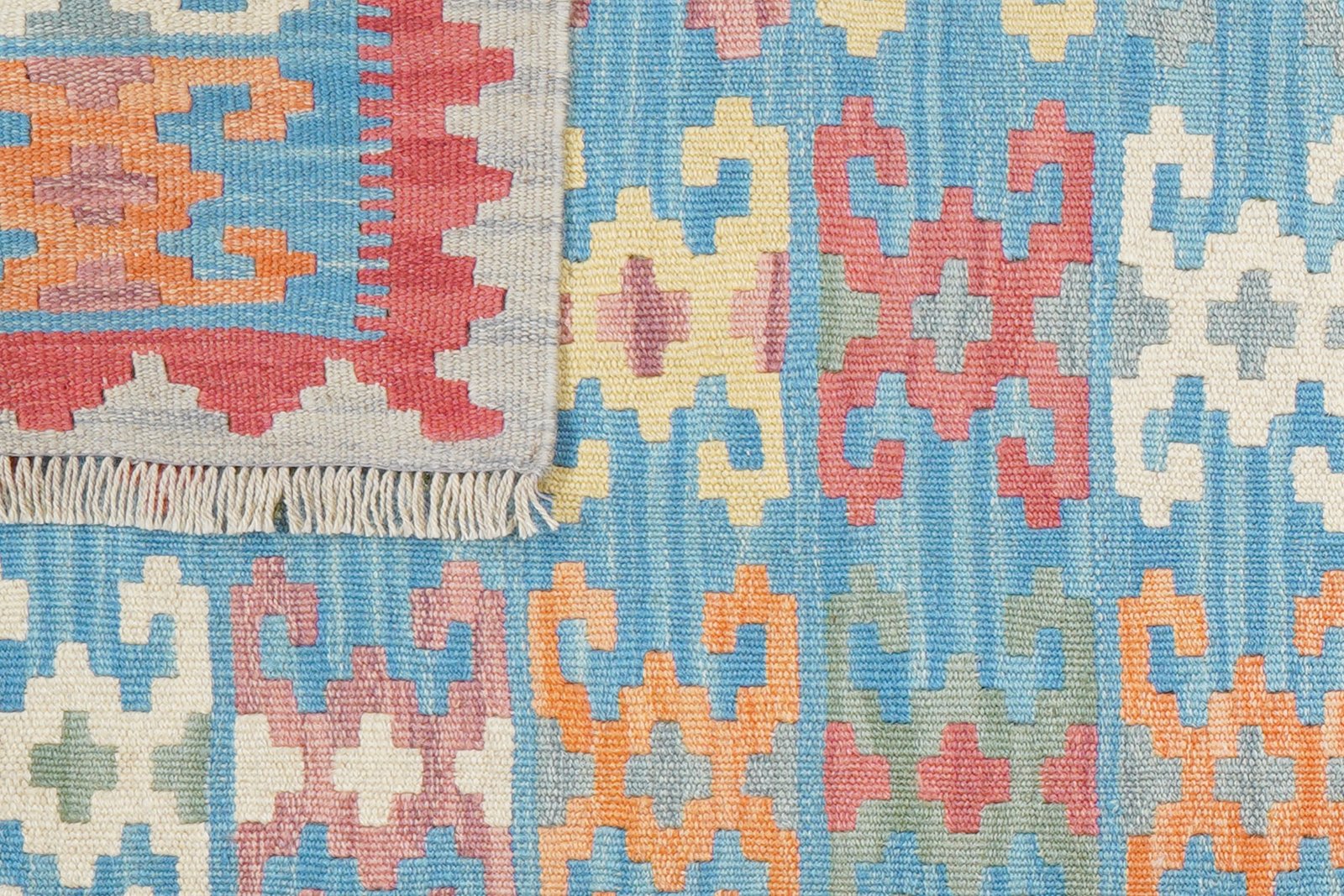Kelim Gashgai — Handmade, 86x249 cm, Blue, 100% Virgin Wool | View 6