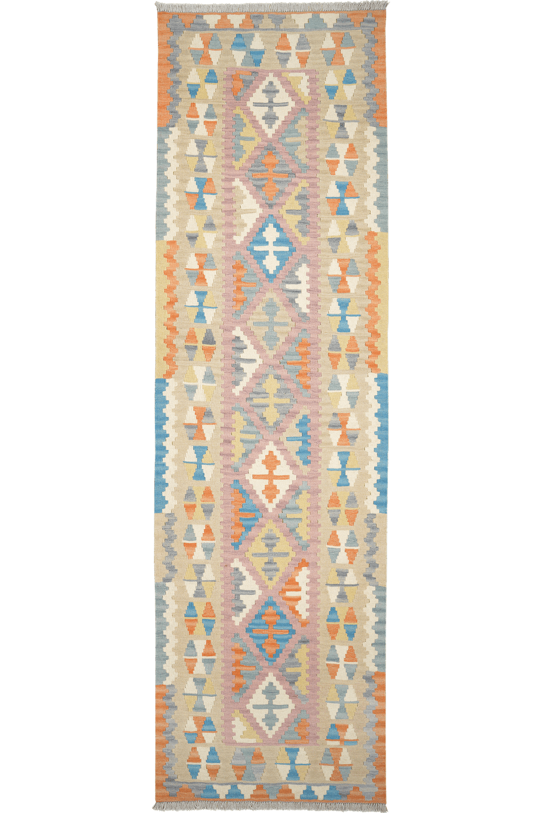 Kelim Gashgai — Handmade, 85x297 cm, Pink, 100% Virgin Wool | Main view
