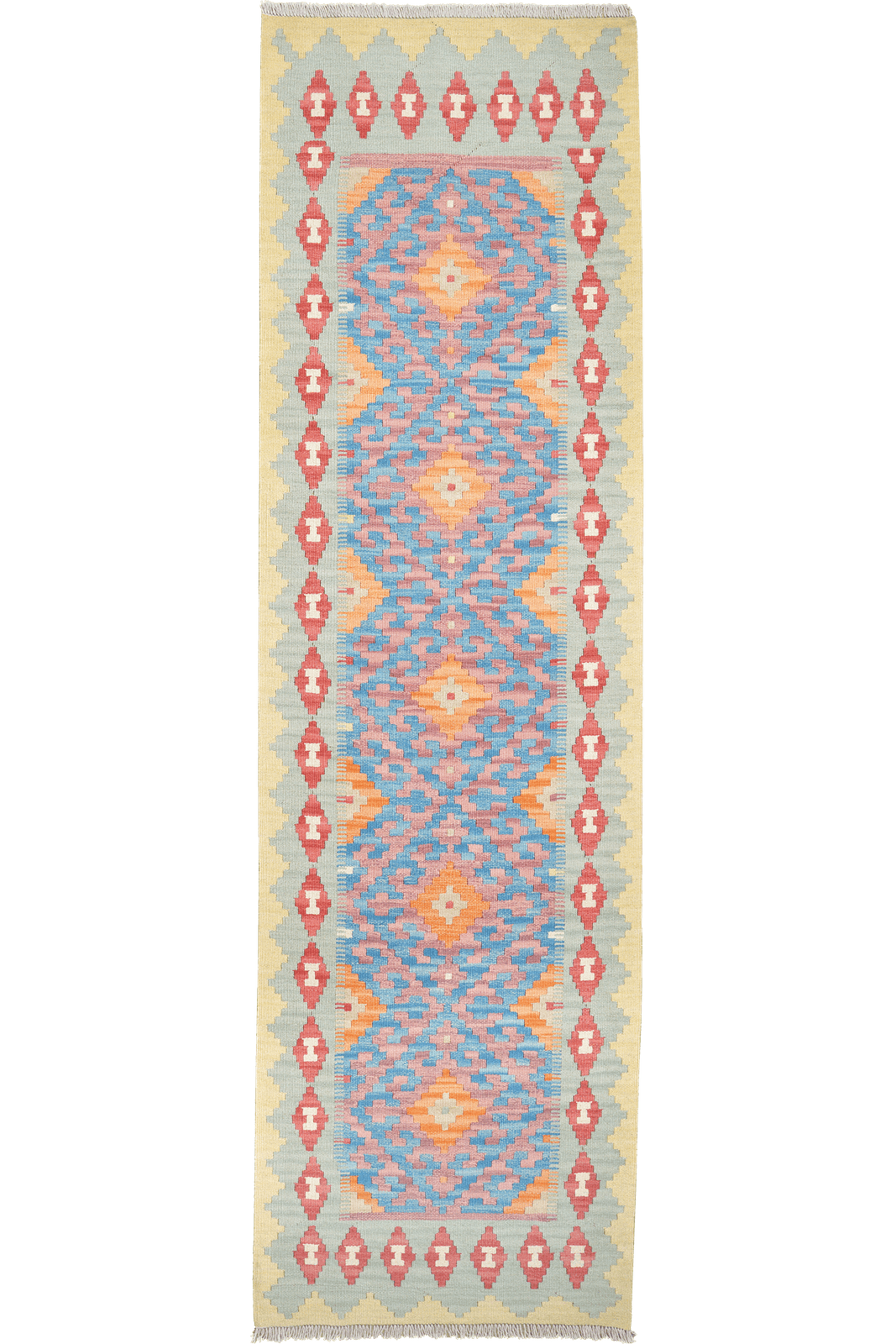Kelim Gashgai — Handmade, 81x283 cm, Blue, 100% Virgin Wool | Main view