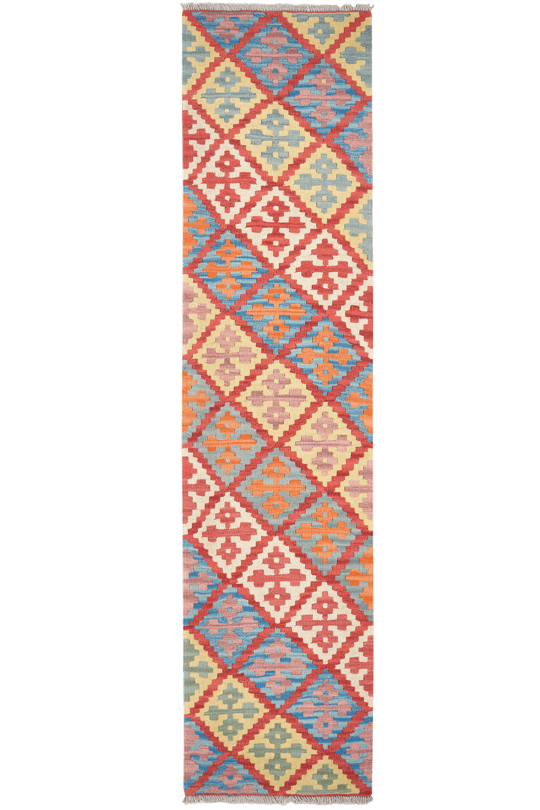 Kelim Gashgai — Handmade, 60x250 cm, Red, 100% Virgin Wool | Main view