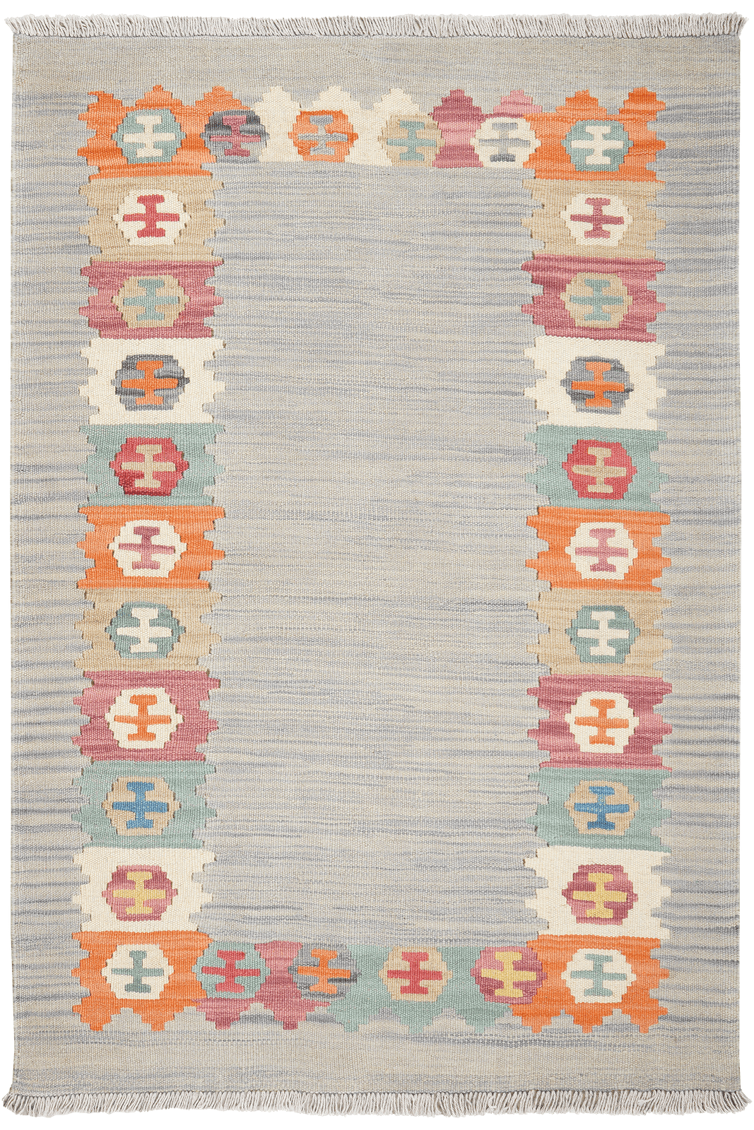 Kelim Gashgai — Handmade, 100x147 cm, Grey, 100% Virgin Wool | Main view