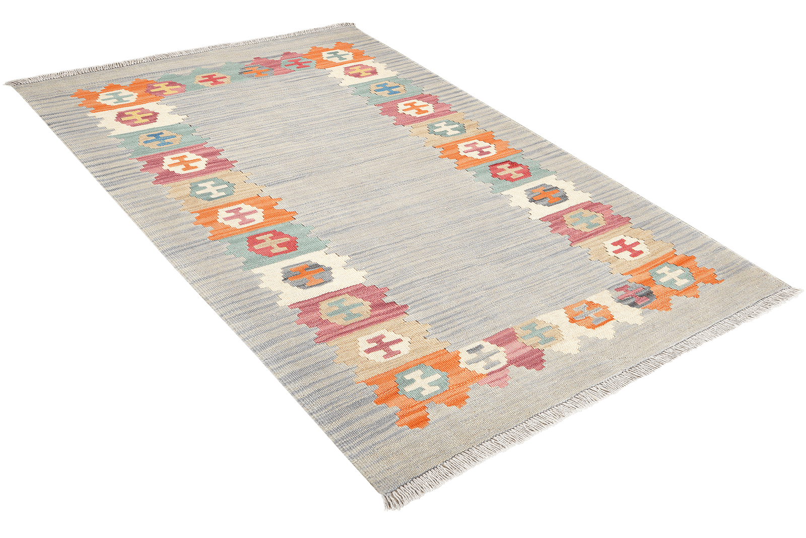 Kelim Gashgai — Handmade, 100x147 cm, Grey, 100% Virgin Wool | View 4