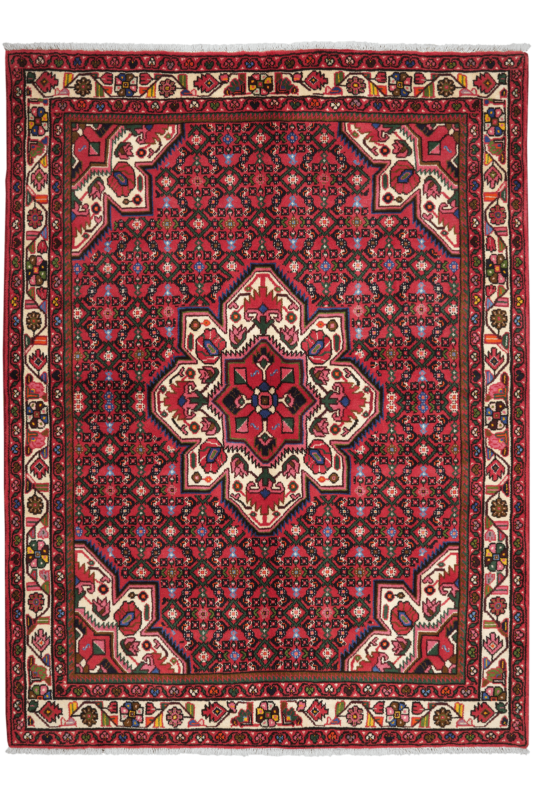 Hosseinabad — Hand-knotted, 155x210 cm, Red, 100% Virgin Wool | Main view