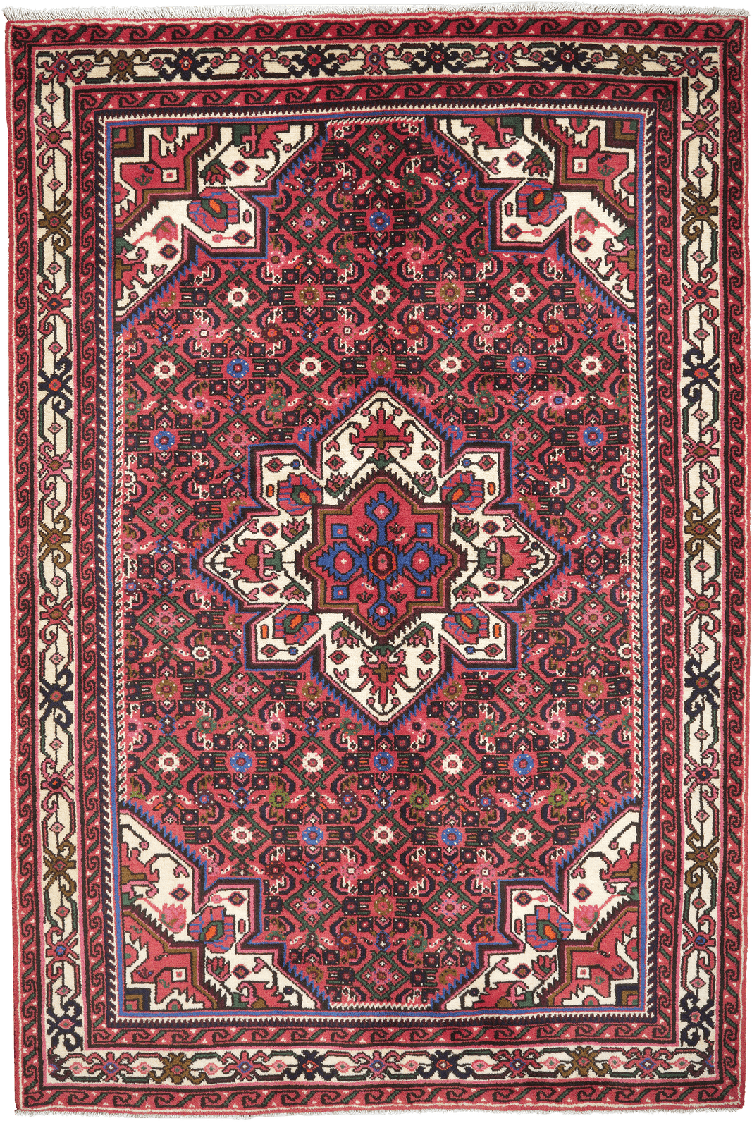 Hosseinabad — Hand-knotted, 151x225 cm, Red, 100% Virgin Wool | Main view