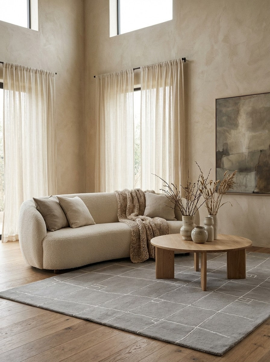 Nepal Sarina — Hand-knotted, 145x202 cm, Grey, 100% Virgin Wool | Detail view