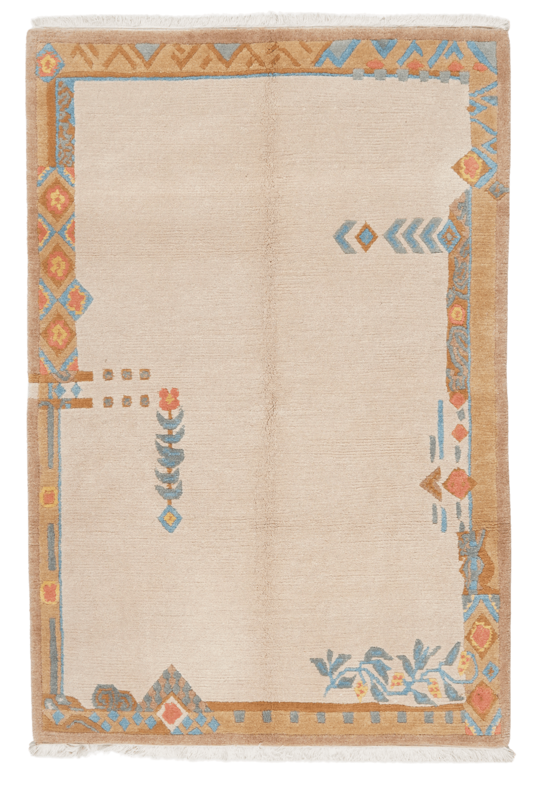 Nepal Sunita — Hand-knotted, 122x188 cm, Beige, 100% Virgin Wool | Main view