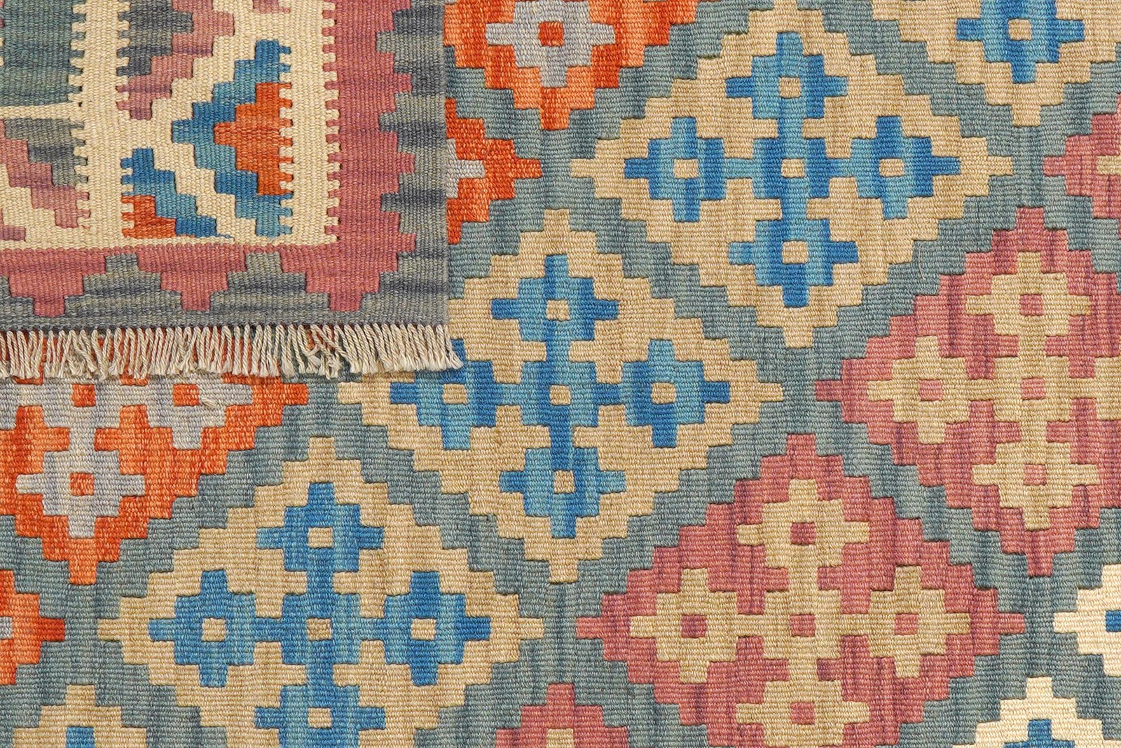 Kelim Gashgai — Handmade, 128x182 cm, Green, 100% Virgin Wool | View 6