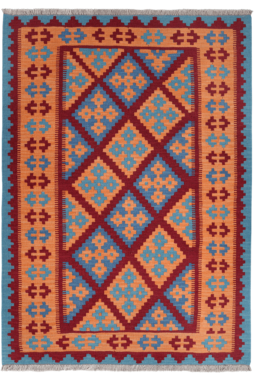 Kelim Gashgai — Handmade, 124x178 cm, Red, 100% Virgin Wool | Main view