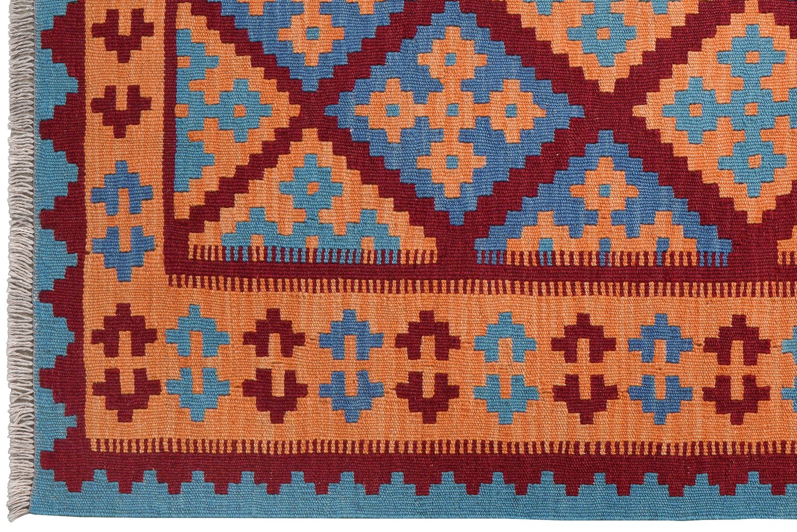 Kelim Gashgai — Handmade, 124x178 cm, Red, 100% Virgin Wool | View 3