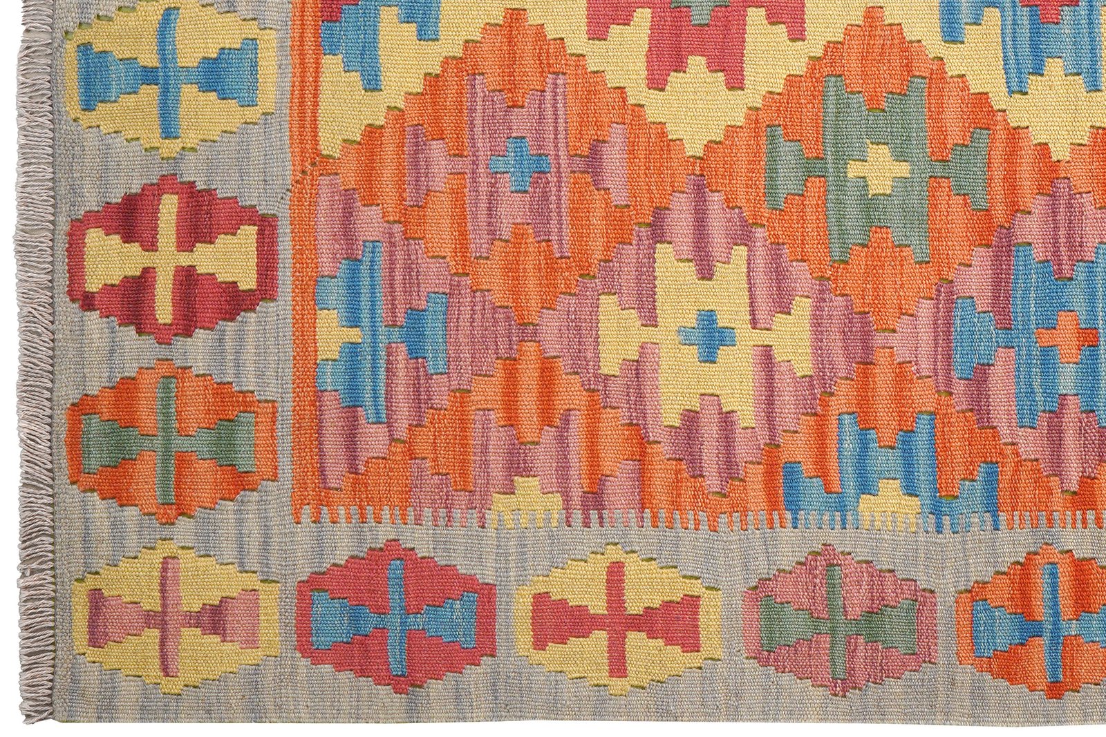 Kelim Gashgai — Handmade, 132x176 cm, Red, 100% Virgin Wool | View 3