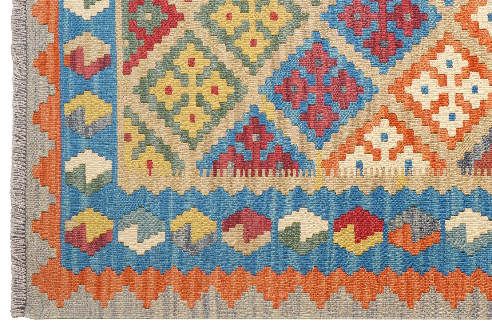 Kelim Gashgai — Handmade, 130x180 cm, Beige, 100% Virgin Wool | View 3