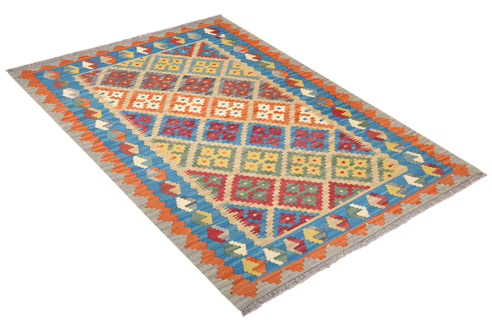 Kelim Gashgai — Handmade, 130x180 cm, Beige, 100% Virgin Wool | View 4