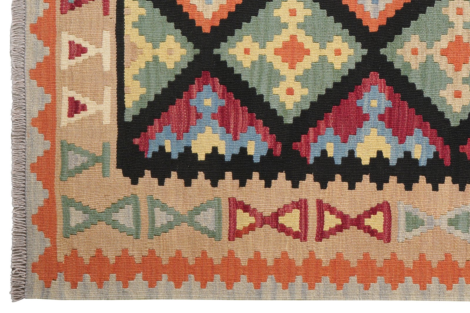Kelim Gashgai — Handmade, 157x202 cm, Black, 100% Virgin Wool | View 3