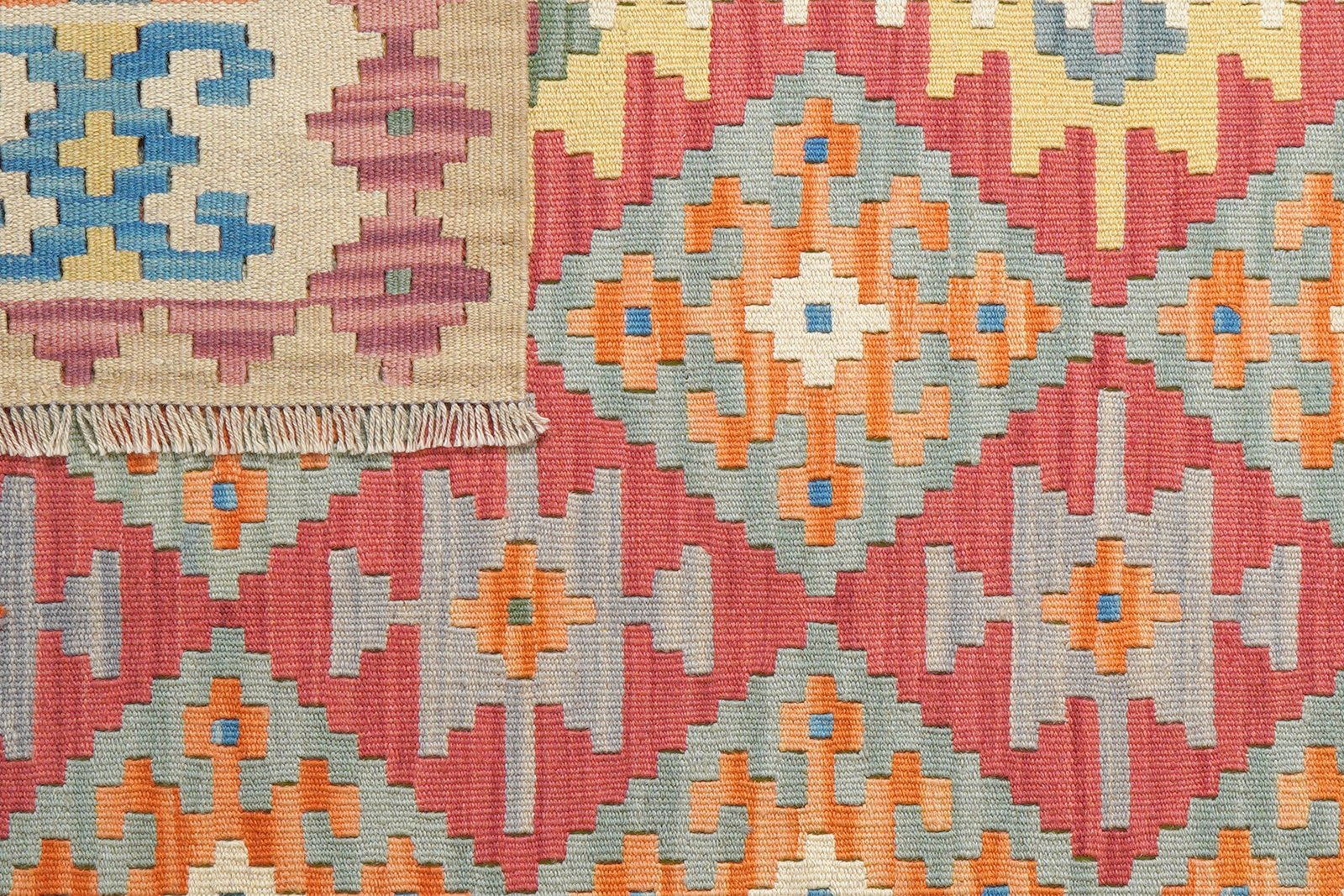 Kelim Gashgai — Handmade, 156x201 cm, Red, 100% Virgin Wool | View 6