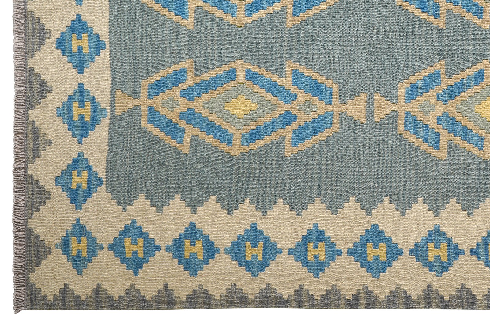Kelim Gashgai — Handmade, 176x241 cm, Green, 100% Virgin Wool | View 3