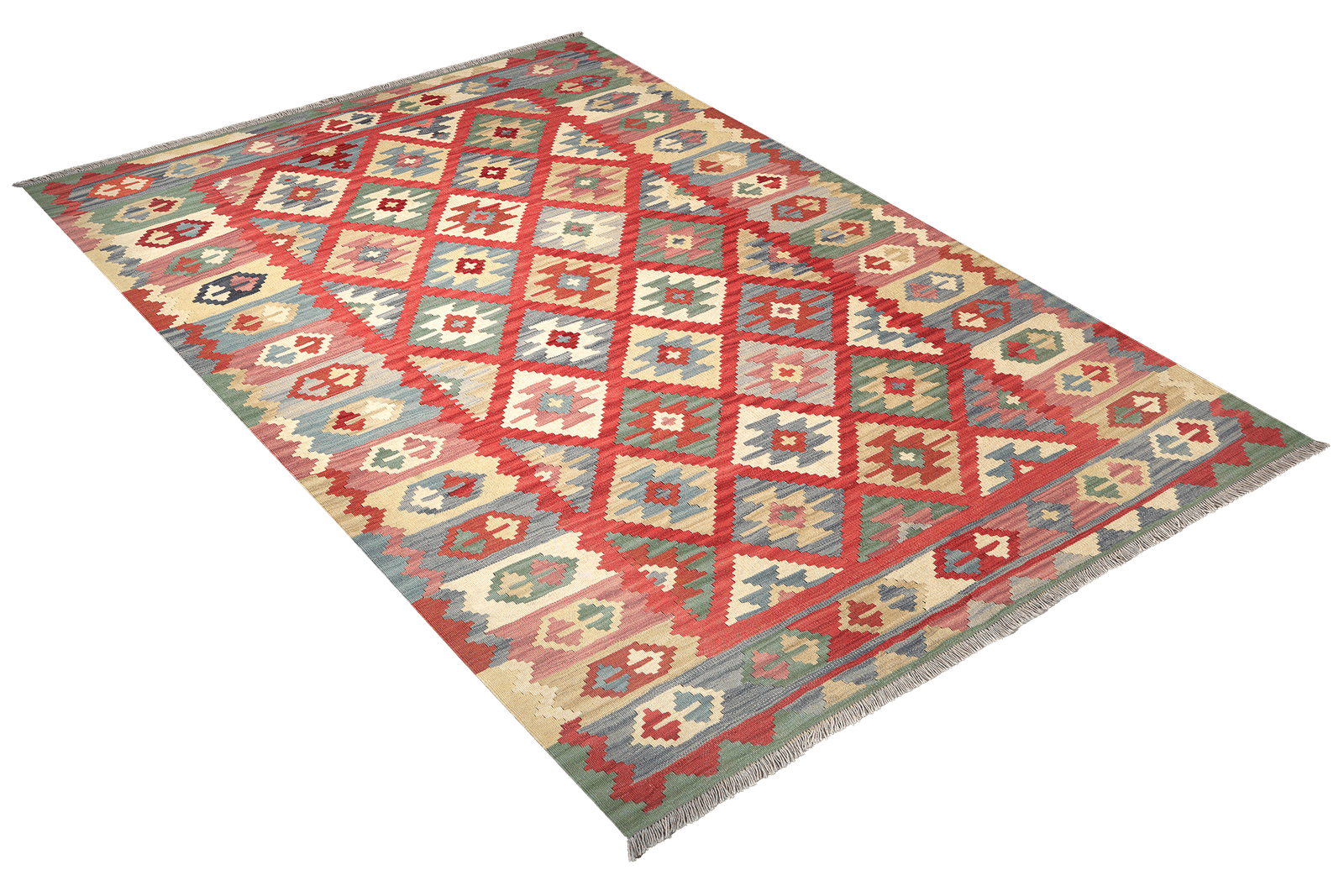Kelim Gashgai — Handmade, 179x256 cm, Red, 100% Virgin Wool | View 4