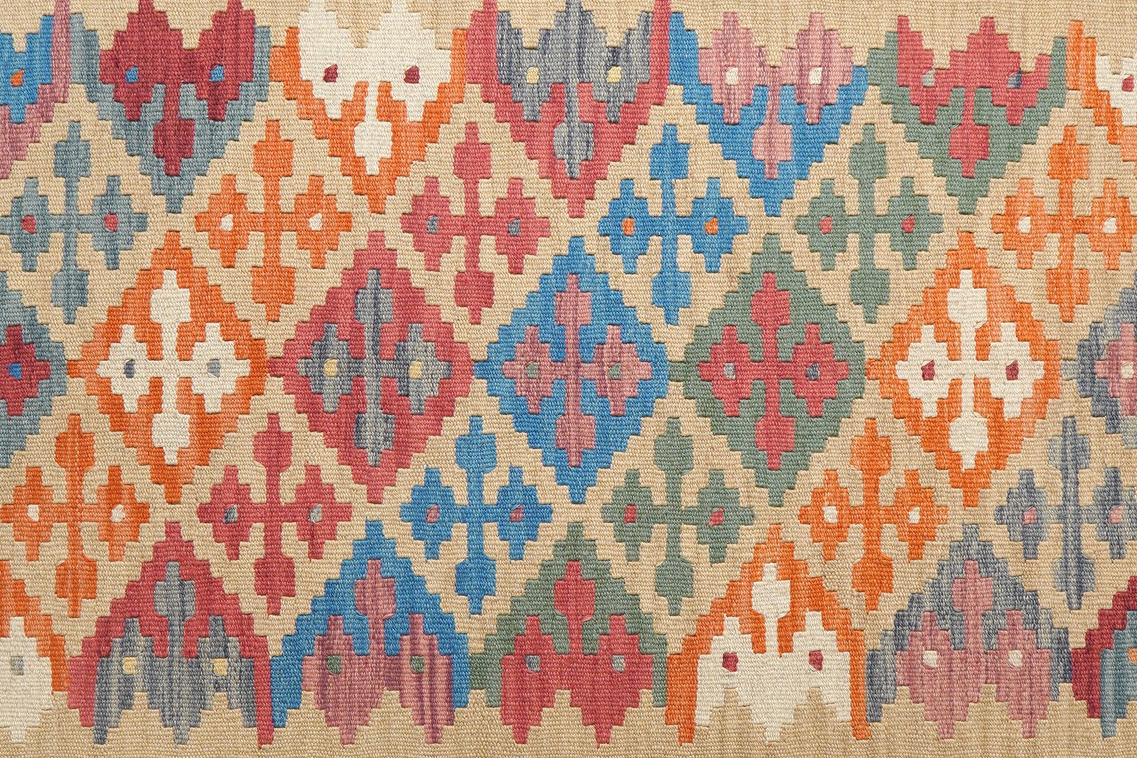 Kelim Gashgai — Handmade, 170x238 cm, Beige, 100% Virgin Wool | View 5