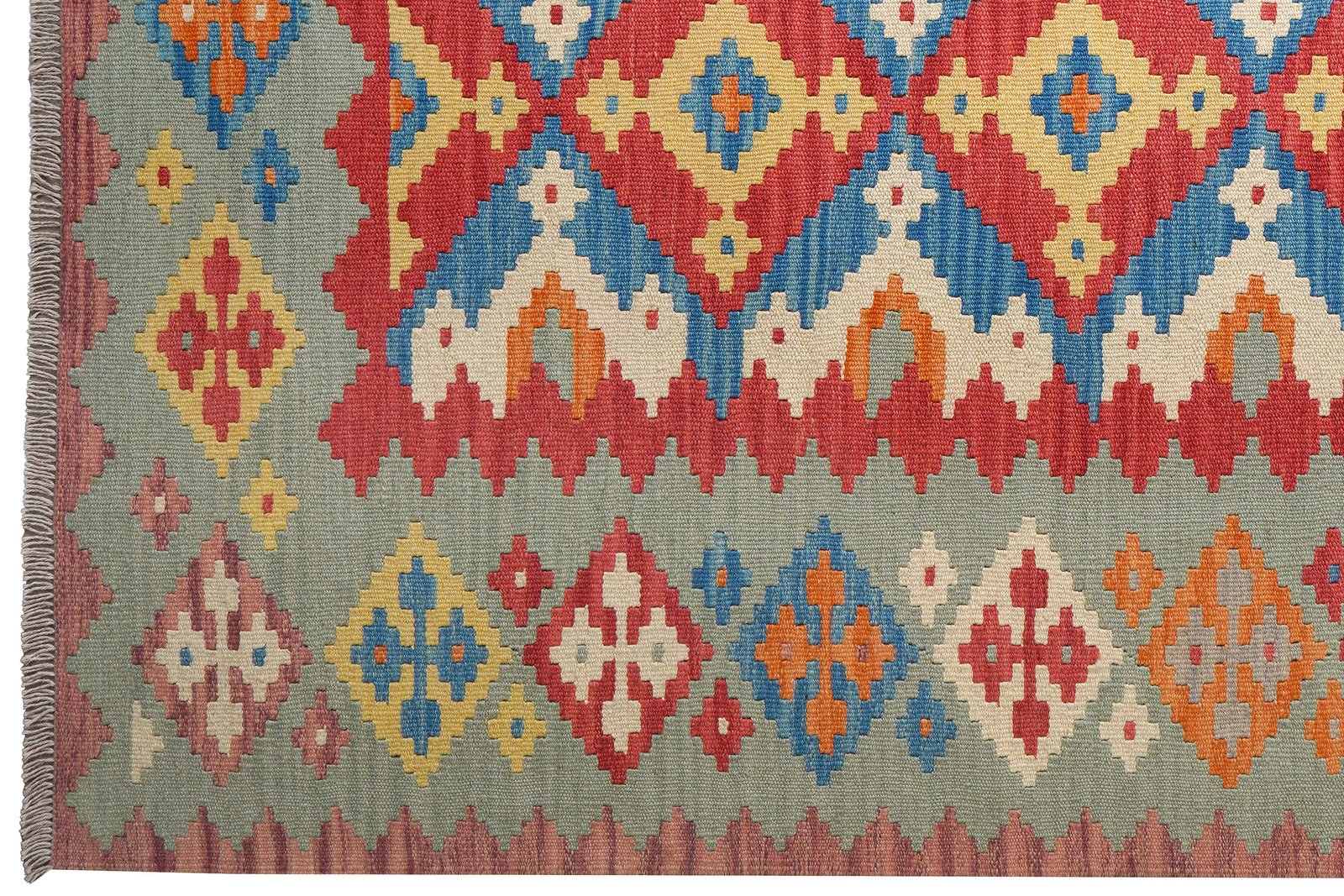 Kelim Gashgai — Handmade, 205x245 cm, Red, 100% Virgin Wool | View 3