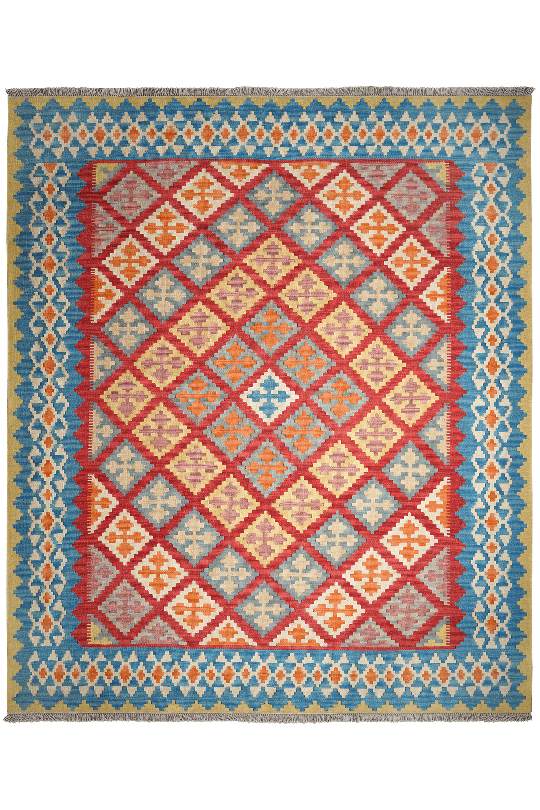 Kelim Gashgai — Handmade, 208x245 cm, Red, 100% Virgin Wool | Main view