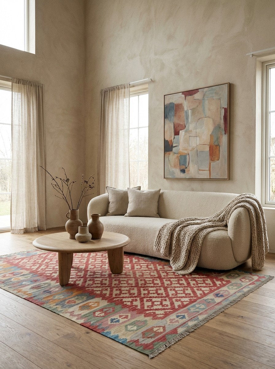 Kelim Gashgai — Handgefertigt, 251x174 cm, Bunt, 100% Virgin Wool | Detail view