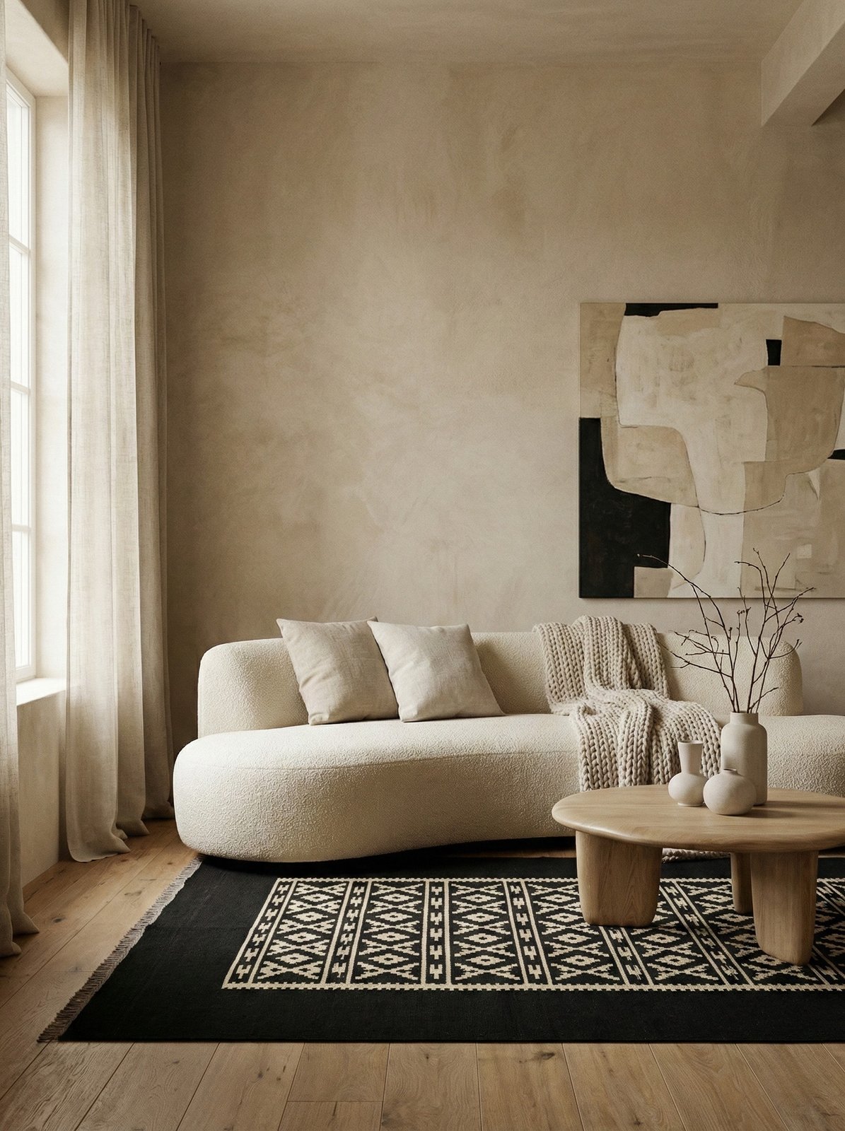 Kelim Gashgai — Handmade, 206x295 cm, Beige, 100% Virgin Wool | Detail view