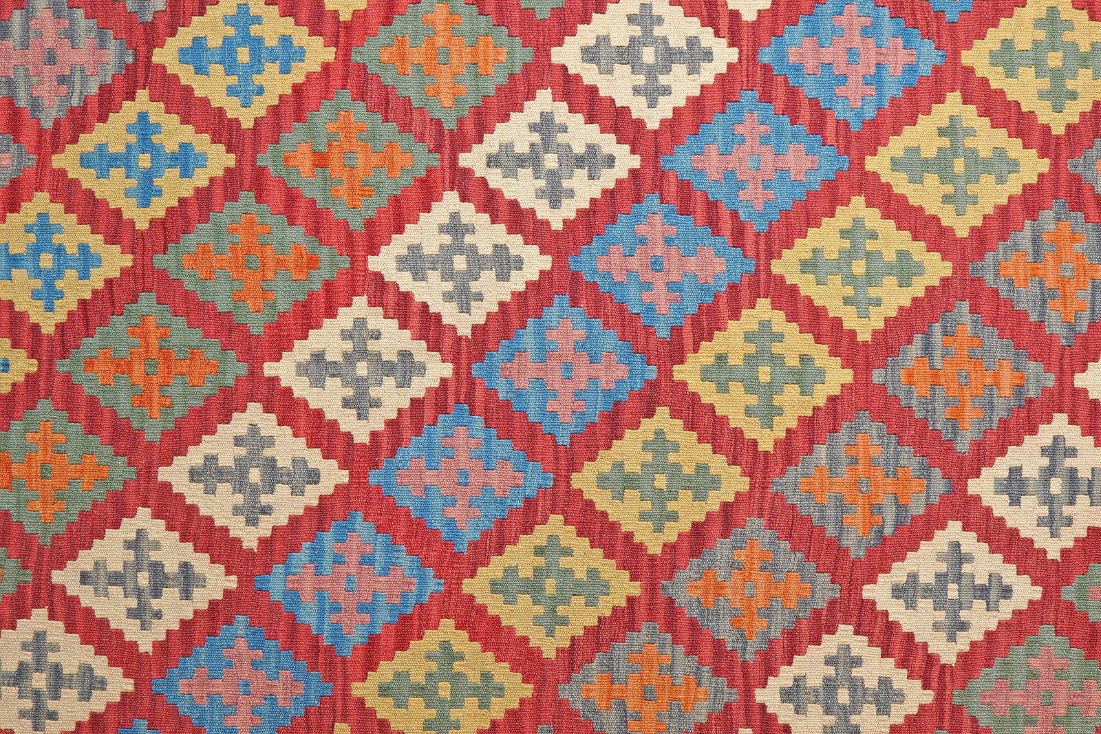 Kelim Gashgai — Handmade, 208x301 cm, Red, 100% Virgin Wool | View 5