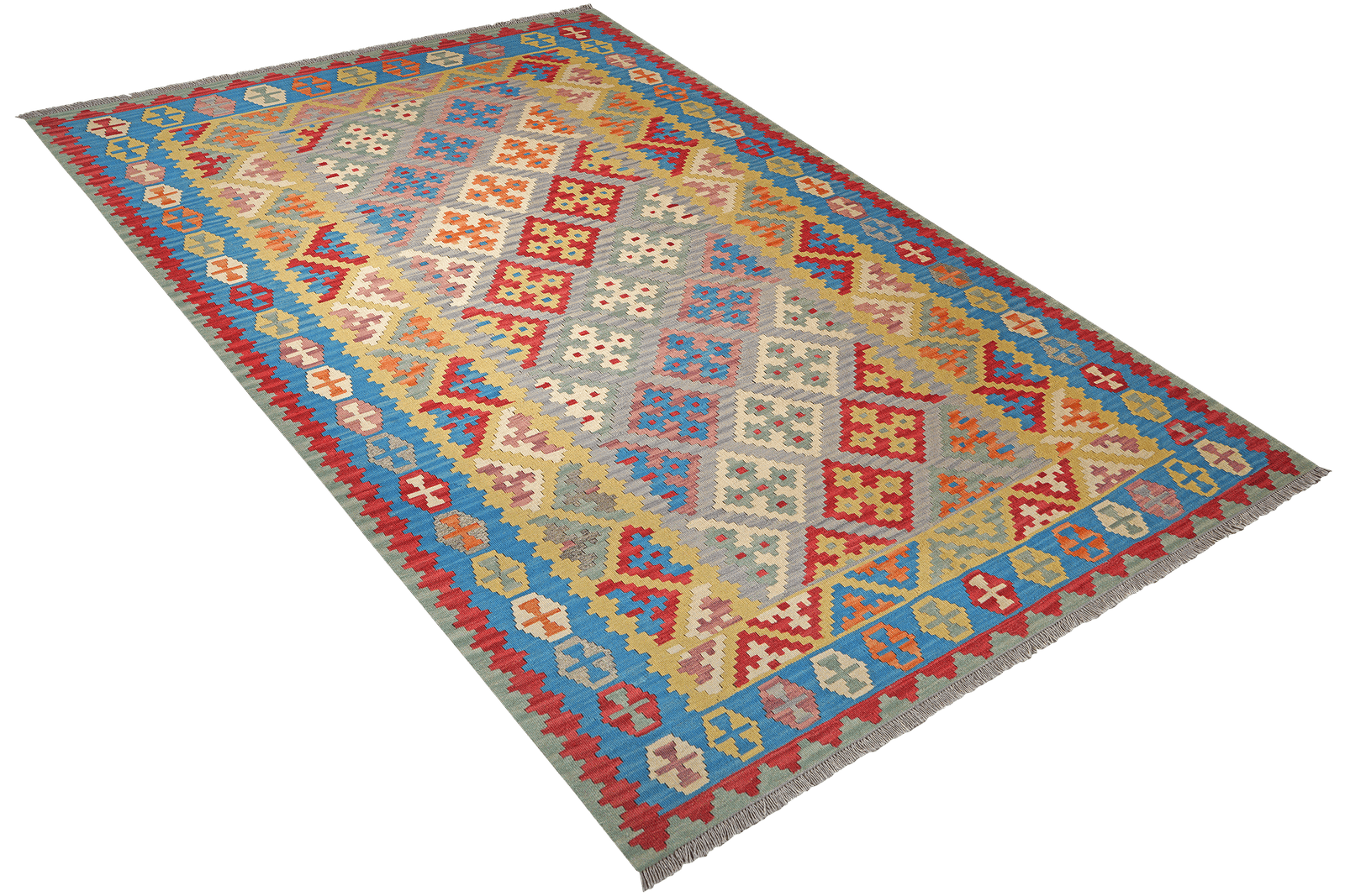 Kelim Gashgai — Handmade, 199x293 cm, Grey, 100% Virgin Wool | View 4