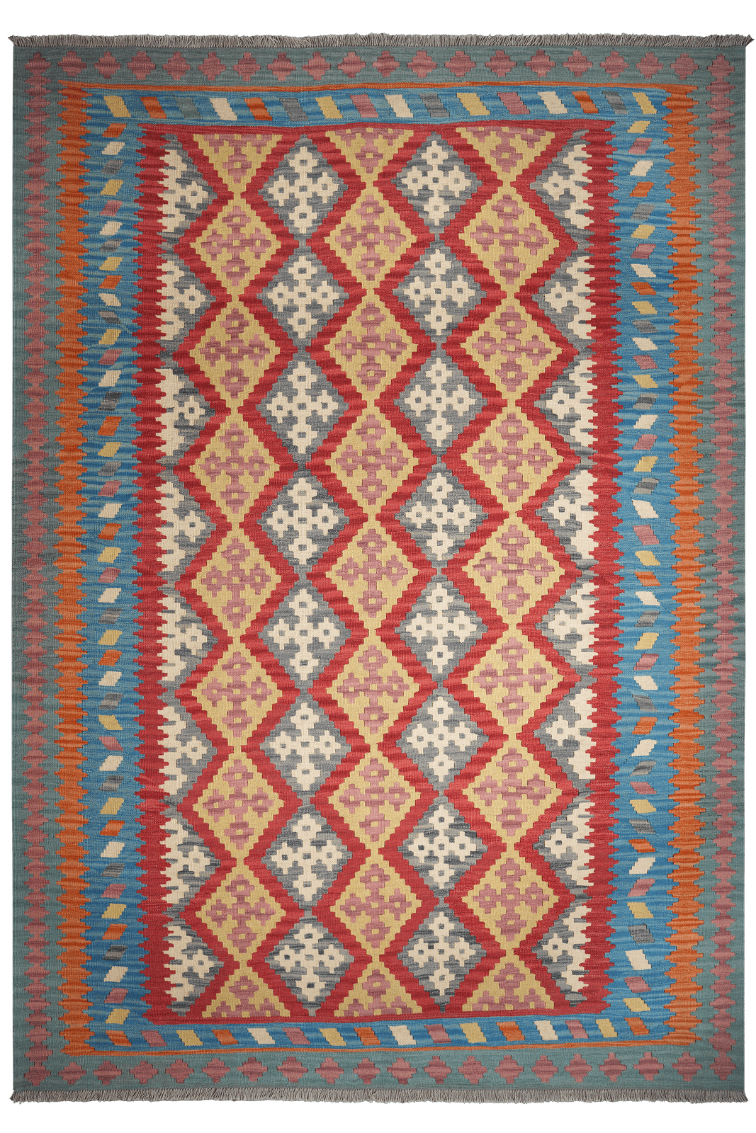 Kelim Gashgai — Handmade, 208x298 cm, Red, 100% Virgin Wool | Main view